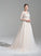 V-neck Sequins Bow(s) Appliques Tulle Adrianna Wedding Dresses With Beading Lace Ball-Gown/Princess Dress Wedding Train Court