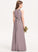 A-Line High With Mercedes Junior Bridesmaid Dresses Cascading Chiffon Floor-Length Ruffles Neck Bow(s)