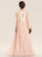 Chiffon Lace Junior Bridesmaid Dresses A-Line Neck Janessa Floor-Length Scoop