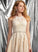 Short/Mini A-Line Kaelyn Lace Prom Dresses Beading With Sequins Halter Tulle