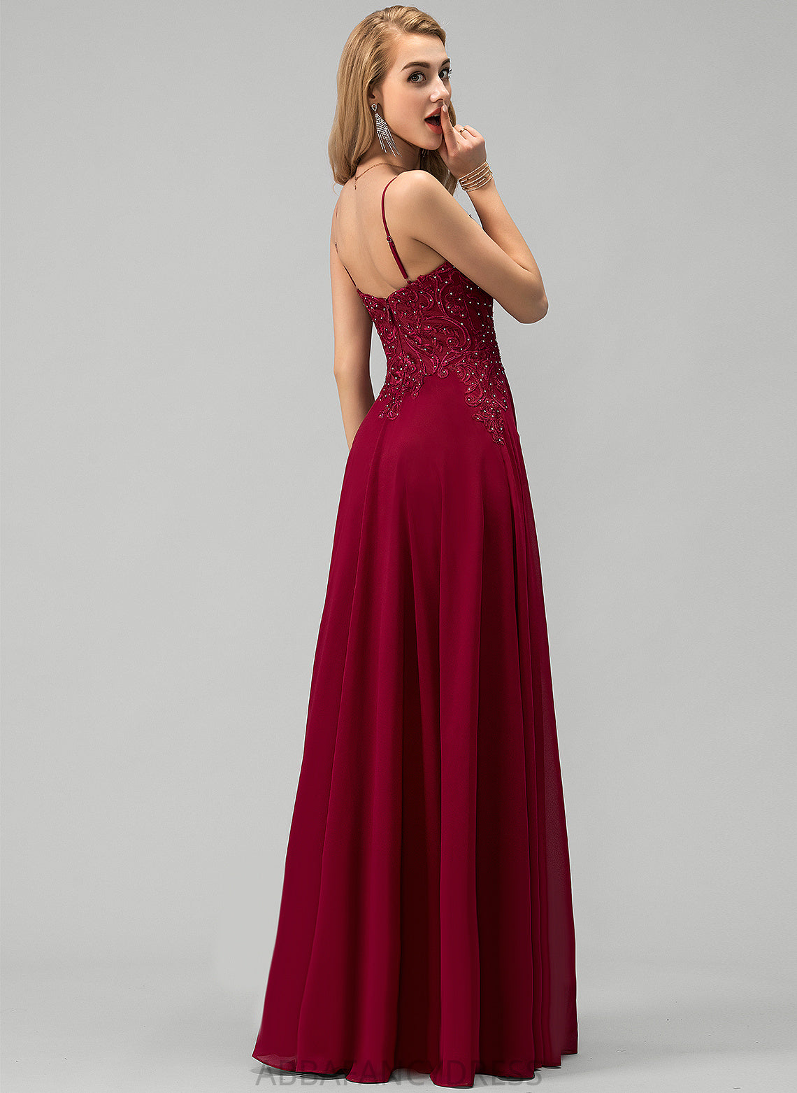 Sweetheart With Prom Dresses A-Line Floor-Length Rhinestone Alyssa Chiffon Lace