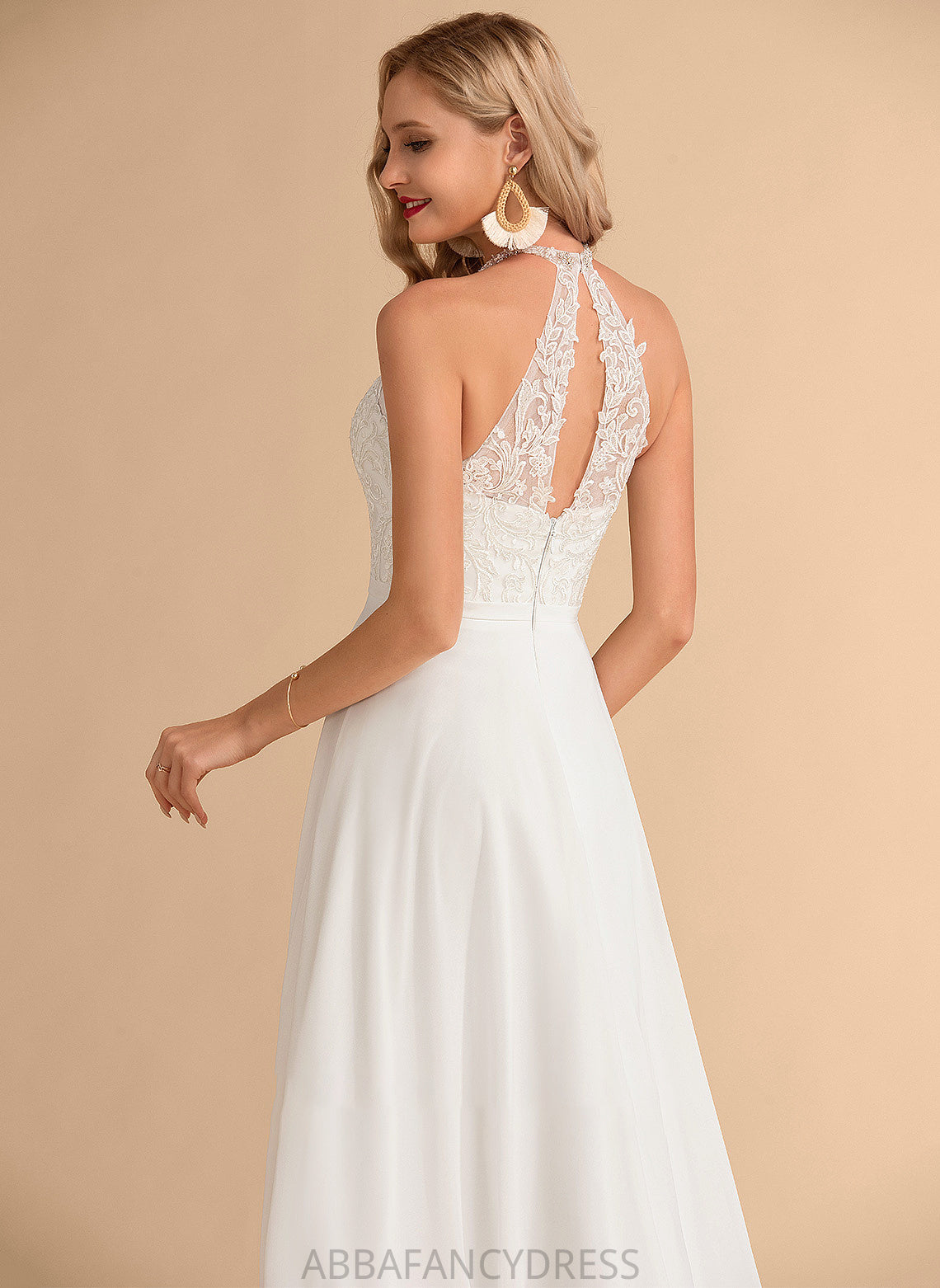 Chiffon Johanna Wedding Dresses Floor-Length Neck A-Line High Wedding Dress