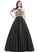Neck Scoop Beading Satin With Ball-Gown/Princess Sequins Sweep Train Iliana Prom Dresses