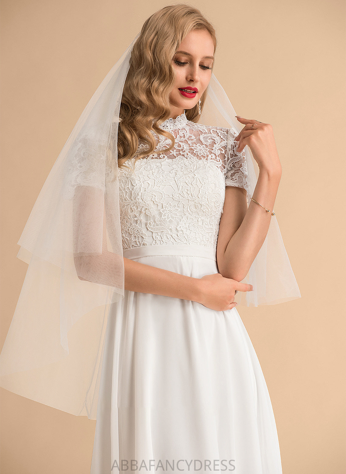 Neck Dress Chiffon Floor-Length A-Line Wedding Dresses Wedding High Lace Kendall