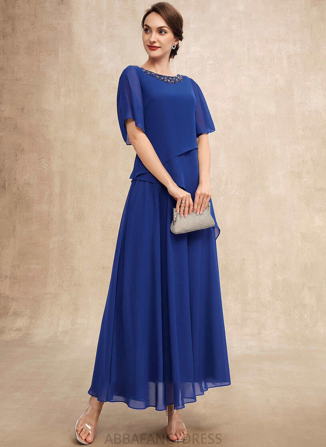 Neck Scoop With of A-Line Bride Chiffon the Dress Ankle-Length Mother of the Bride Dresses Ayla Mother Beading