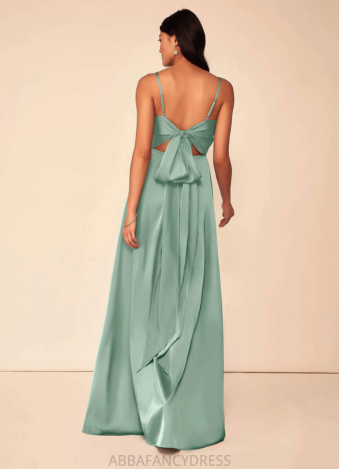 Lina Sleeveless Empire Waist A-Line/Princess Floor Length Spaghetti Staps Bridesmaid Dresses