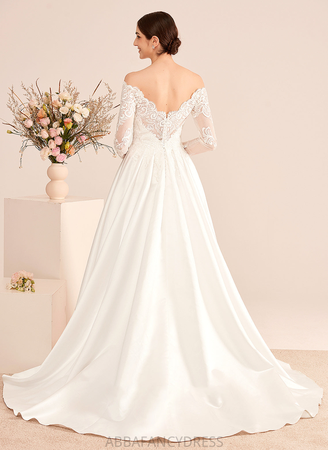 Dress Off-the-Shoulder Lace Ball-Gown/Princess With Wedding Train Wedding Dresses Court Elva