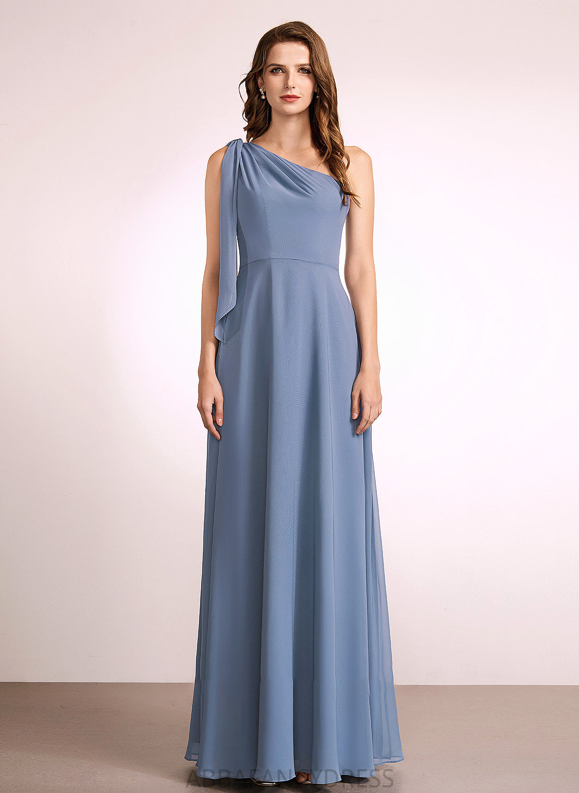 Bow(s) Silhouette Floor-Length Length Fabric A-Line Embellishment One-Shoulder Neckline Alina A-Line/Princess Natural Waist