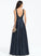 A-Line Floor-Length Hailey With Sequins Satin Prom Dresses V-neck Beading