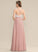 Chiffon V-neck Prom Dresses With Hillary Front Lace Floor-Length Split A-Line