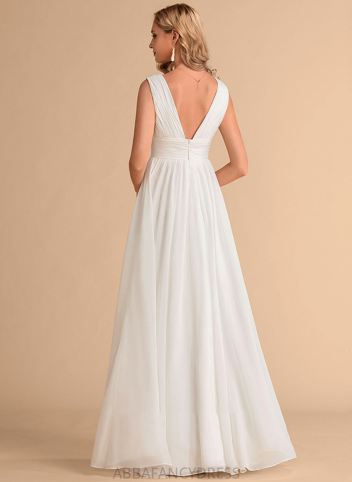 V-neck Split Chiffon Front Wedding Dress A-Line Diana Wedding Dresses Floor-Length With