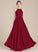Fabric Ruffle Neckline ScoopNeck Floor-Length Embellishment Length A-Line Silhouette Kallie Spaghetti Staps Off The Shoulder