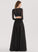 Floor-Length Scoop Split Prom Dresses A-Line Chiffon Front With Karlee Neck