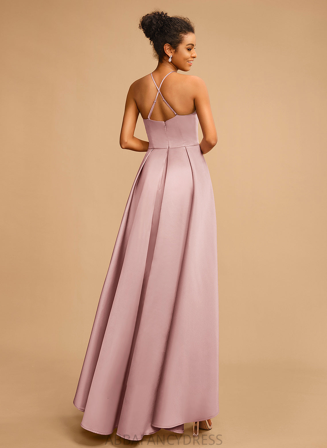 A-Line Marie Square Asymmetrical Prom Dresses Satin Neckline