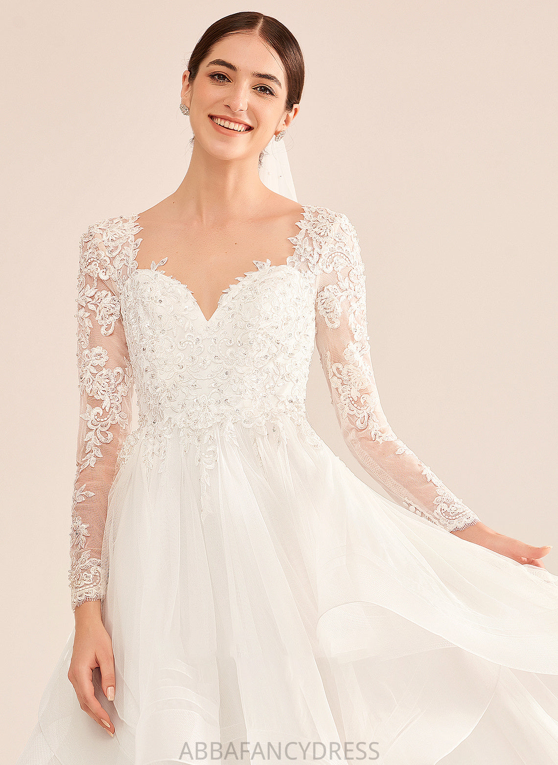 Floor-Length Wedding Mikaela With V-neck Dress Ball-Gown/Princess Beading Wedding Dresses Sequins