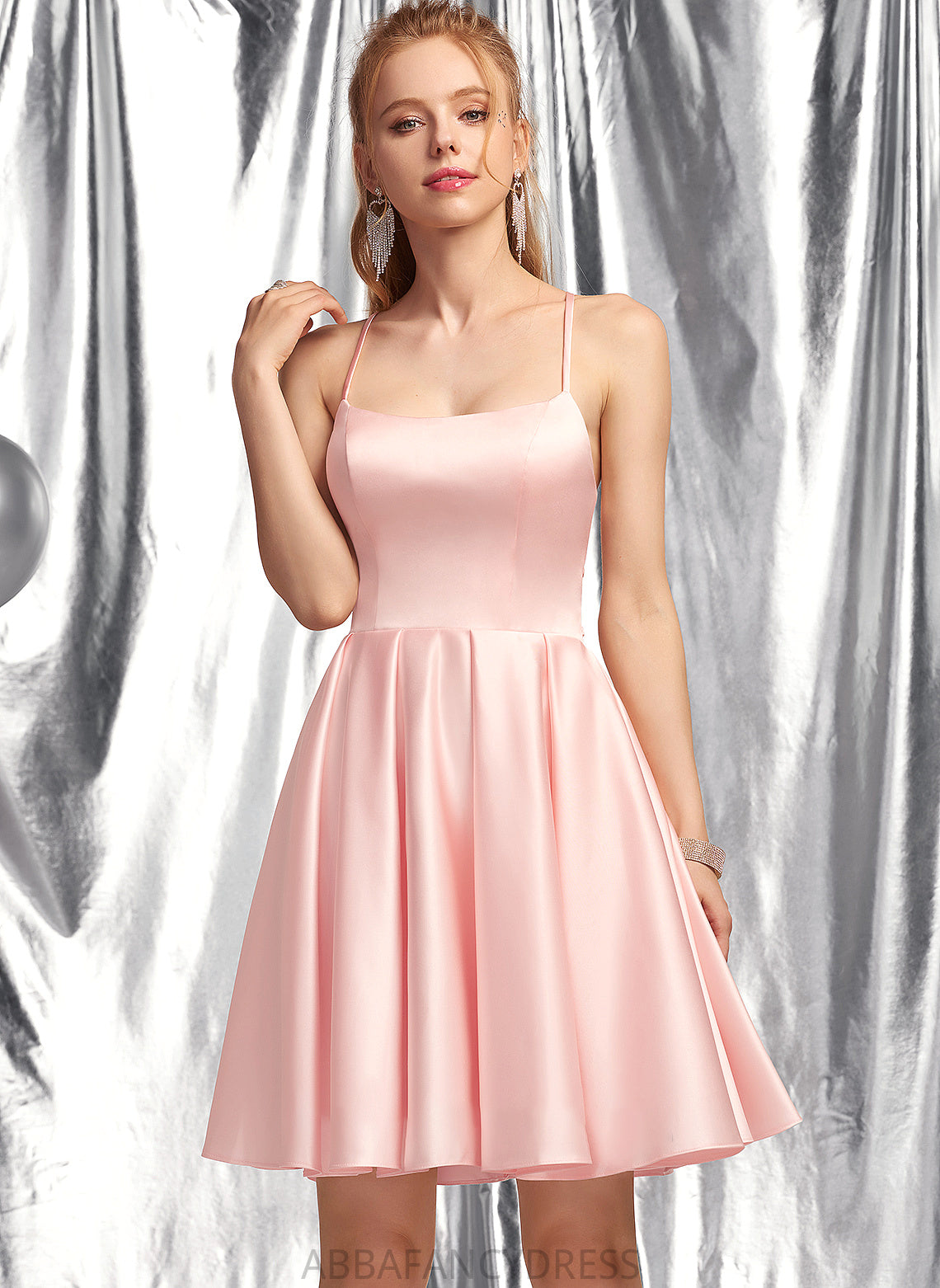 Kinsley Short/Mini A-Line Prom Dresses Square Neckline Satin