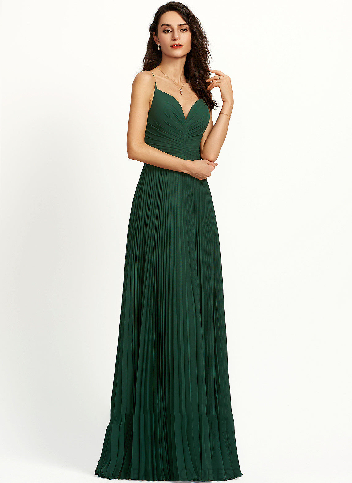 Pleated A-Line V-neck Bryanna With Prom Dresses Floor-Length