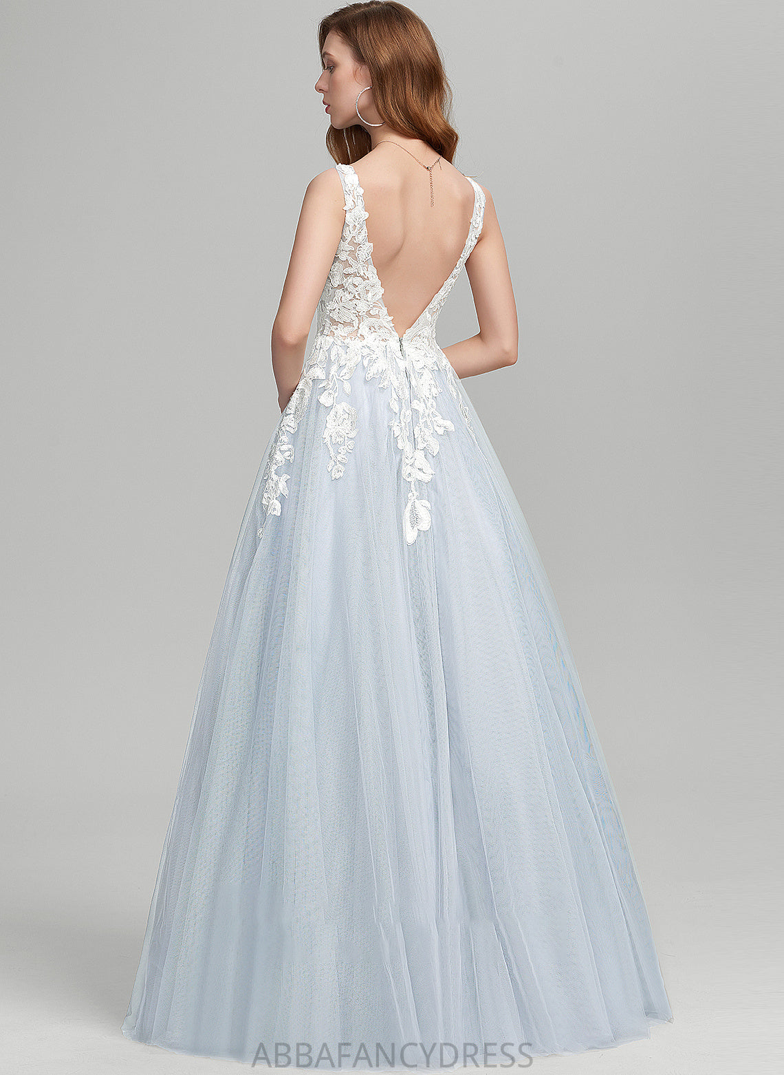 Floor-Length Tulle V-neck Ball-Gown/Princess Prom Dresses Jessie