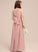 Junior Bridesmaid Dresses A-Line Scoop Bow(s) Floor-Length Sage With Neck Chiffon Ruffle