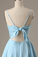 Sidney A-Line Spaghetti Homecoming Dresses Straps Short Blue Satin