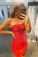 Glitter Rhinestones Strapless Short Leah Red Homecoming Dresses Party Dress