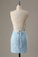 Hot Selling Sheath Blue Short with Homecoming Dresses Jaiden Appliques