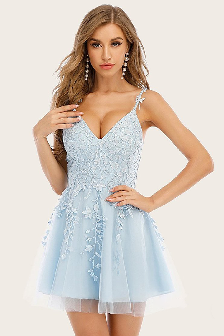 Blue Homecoming Dresses Gina With Appliques
