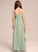 Scoop Ruffles Chiffon A-Line Neck With Cascading Floor-Length Kara Junior Bridesmaid Dresses