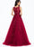 With Johanna Sweep Beading Train Ball-Gown/Princess Prom Dresses Scoop Tulle Neck