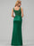 With Sweep Split Front Lace Satin A-Line Square Sequins Prom Dresses Paulina Train Neckline