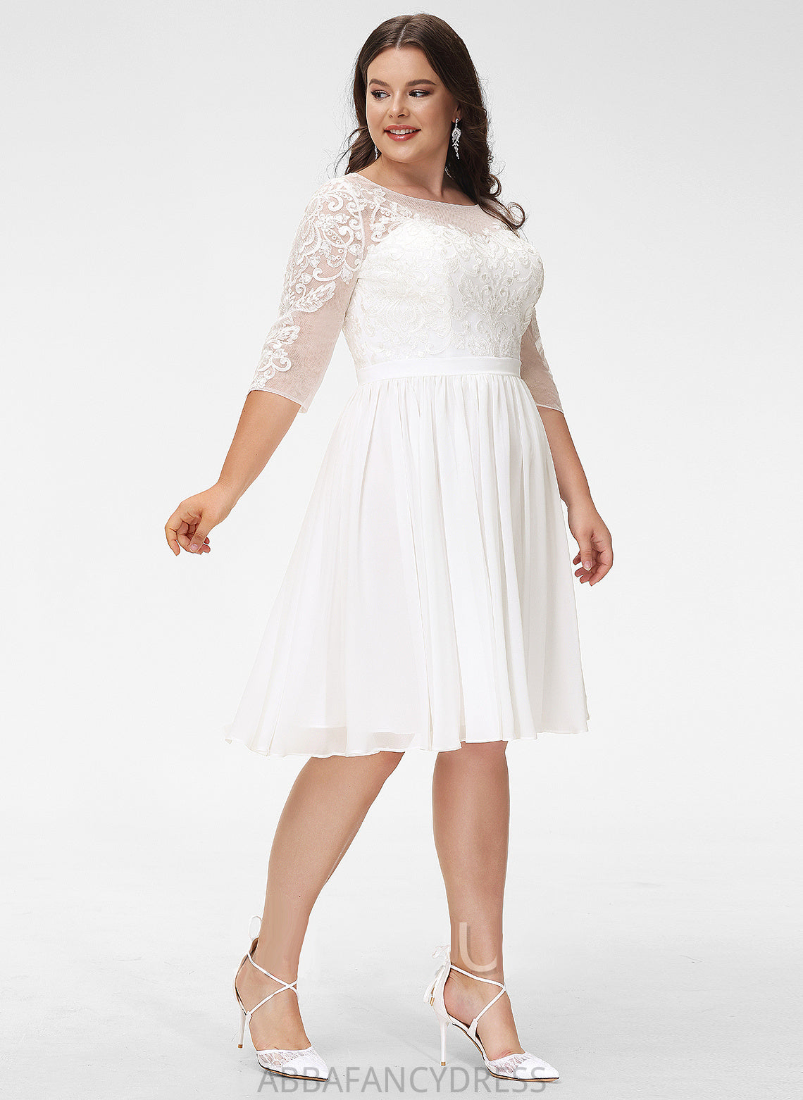 With Chiffon Wedding Dress Selah A-Line Wedding Dresses Lace Knee-Length Sequins