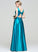 Zoey Ruffle Pockets Satin Ball-Gown/Princess Prom Dresses V-neck Floor-Length With