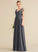 Sequins A-Line Neckline Embellishment Floor-Length Beading Fabric V-neck Length Ruffle Silhouette Nathalie