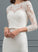 Crepe Wedding Dresses Sheath/Column Stretch Sequins Dress Wedding With Illusion Savannah Knee-Length Bow(s)