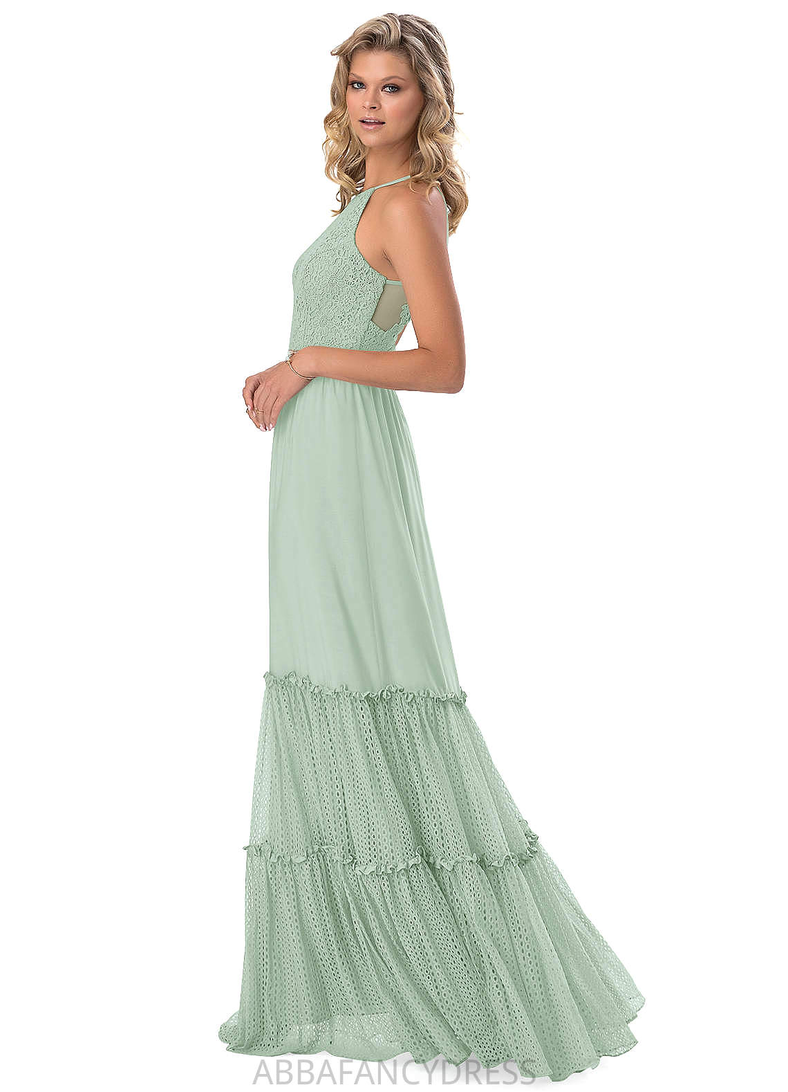 Una Scoop Natural Waist A-Line/Princess Sleeveless Floor Length Bridesmaid Dresses