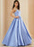 Beading Satin Madisyn Floor-Length Ball-Gown/Princess Prom Dresses With V-neck Sequins
