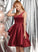 Satin Square Karlee With Knee-Length Ruffles Prom Dresses Neckline Cascading A-Line Bow(s)