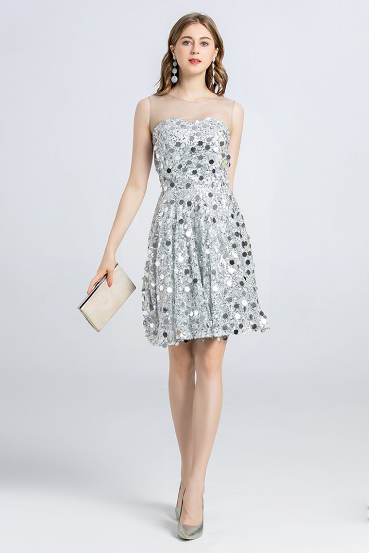 Cameron Sleeveless Homecoming Dresses Jewel Lace Sequins Mini