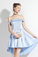 High Low Off-the-Shoulder Light Izabella Sky Homecoming Dresses Blue Satin