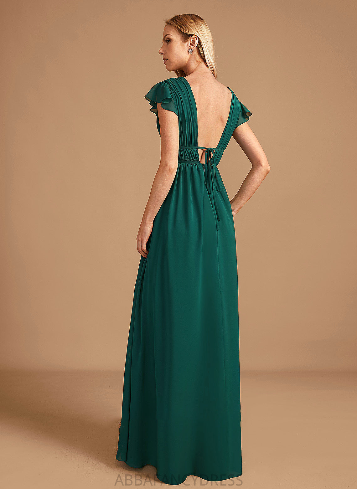 A-Line Neckline Embellishment Length V-neck SplitFront Fabric Silhouette Floor-Length Linda Natural Waist A-Line/Princess
