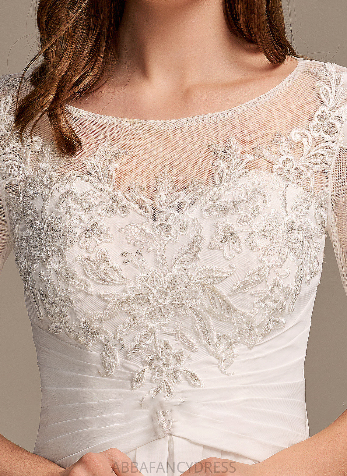 Mavis Lace Dress With A-Line Wedding Illusion Wedding Dresses Asymmetrical