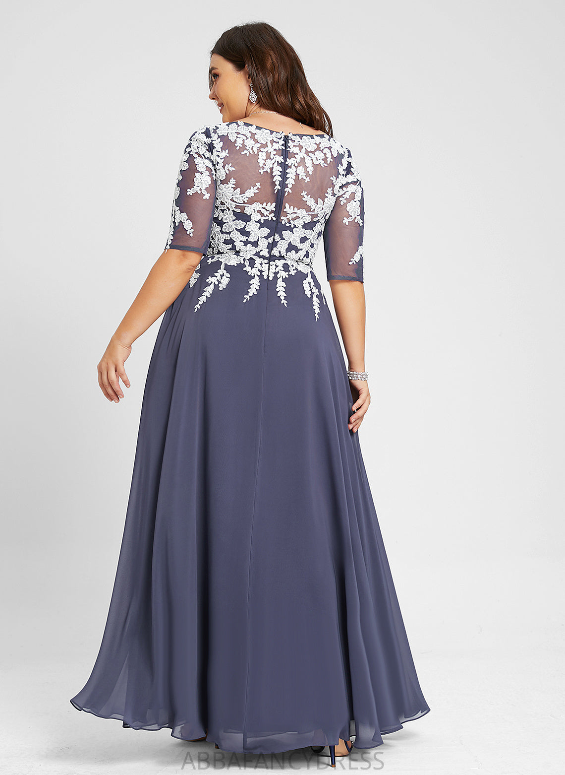 Shyanne Floor-Length Prom Dresses Chiffon V-neck Lace A-Line