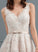 Dress Tulle With Asymmetrical Sandy A-Line Wedding V-neck Wedding Dresses Bow(s) Lace