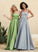 With A-Line Satin Scoop Beading Neck Floor-Length Prom Dresses Carlie