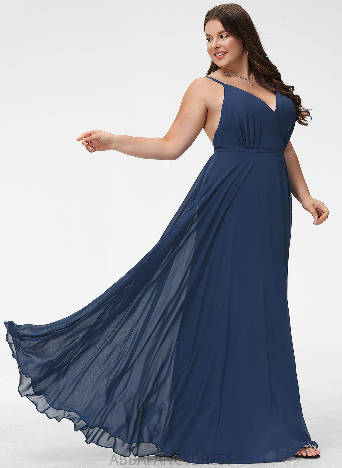 Floor-Length V-neck A-Line Daniella Prom Dresses Split With Front