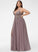 V-neck Lace Ball-Gown/Princess Floor-Length Sequins Janet Beading Prom Dresses Front With Split Tulle