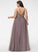 V-neck Lace Ball-Gown/Princess Floor-Length Sequins Janet Beading Prom Dresses Front With Split Tulle