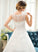 Sequins Illusion Tulle Train Organza Beading With Sweep Wedding Dresses Dress Ball-Gown/Princess Esmeralda Wedding