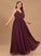 Ruffle A-Line Floor-Length Halle Chiffon Prom Dresses With V-neck Lace