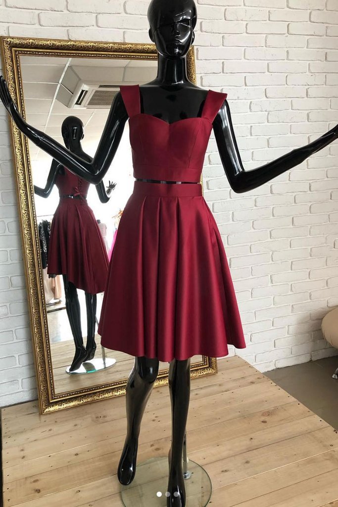 Lacey Homecoming Dresses Two Pieces Burgundy Short Dress Burgundy CD1027